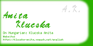 anita klucska business card